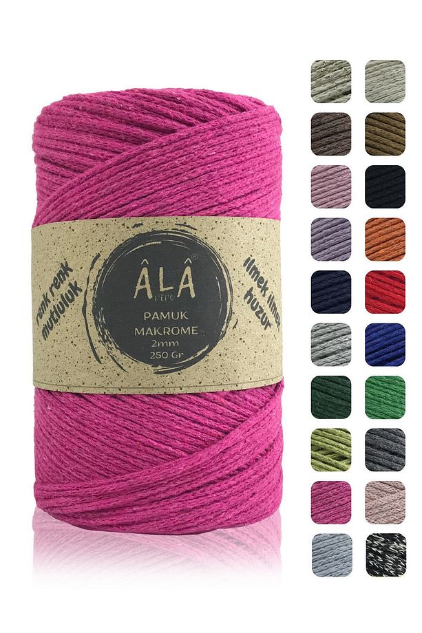 Koton Pamuk Makrome İpi 2mm Cotton Zincir Makrome Çanta İpi Supla İpi Koton İp 250 Gram - 1