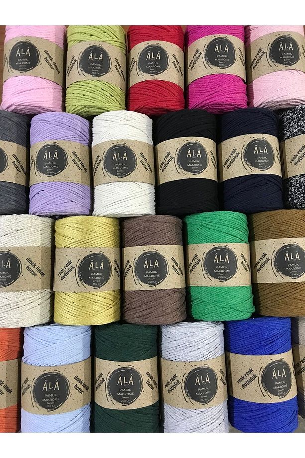 Koton Pamuk Makrome İpi 2mm Cotton Zincir Makrome Çanta İpi Supla İpi Koton İp 250 Gram - 3