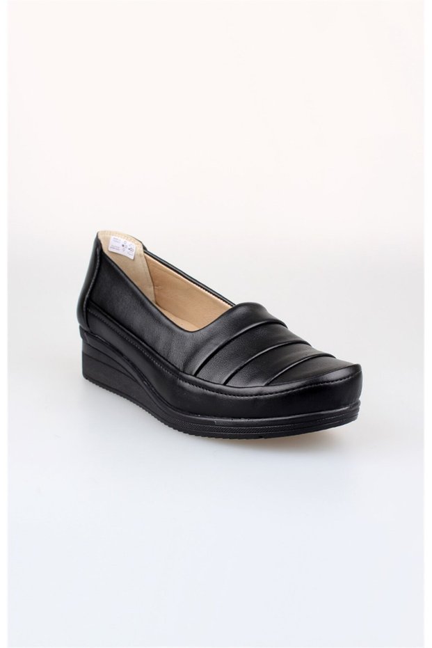 Edik Shoes for Daily and Mother Genuine Leather Lining Heel Cushioned System C141 Black