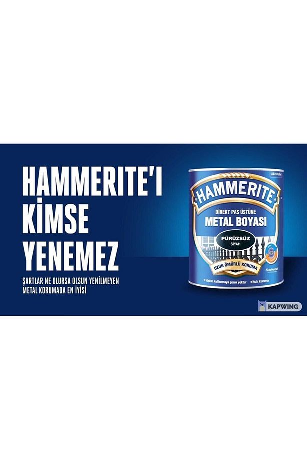 Hammerite Direkt Pas Üstü Pürüzsüz Metal Boya Siyah 0.75 Lt - 2