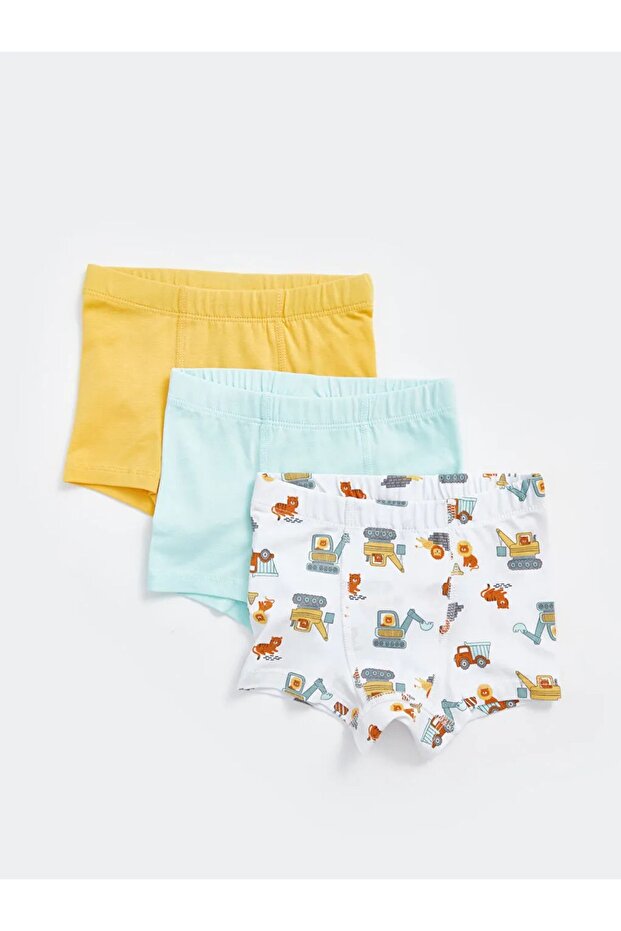 Lcw Baby Ecru Printed Elastic Waist Baby Boy Boxer 3-Piece