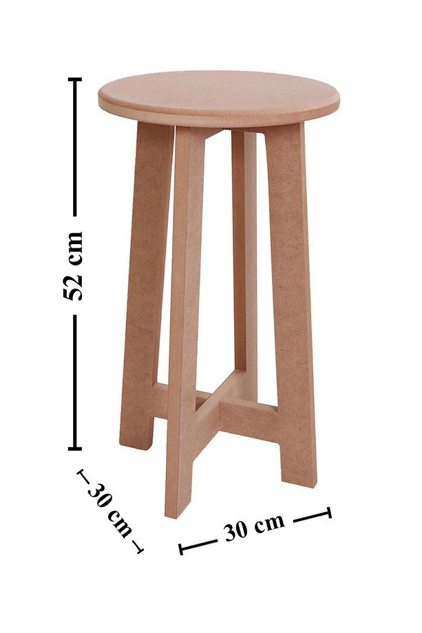 Boyanabilir Ahşap MDF Yuvarlak Demonte Tabure 30x50 cm - 1