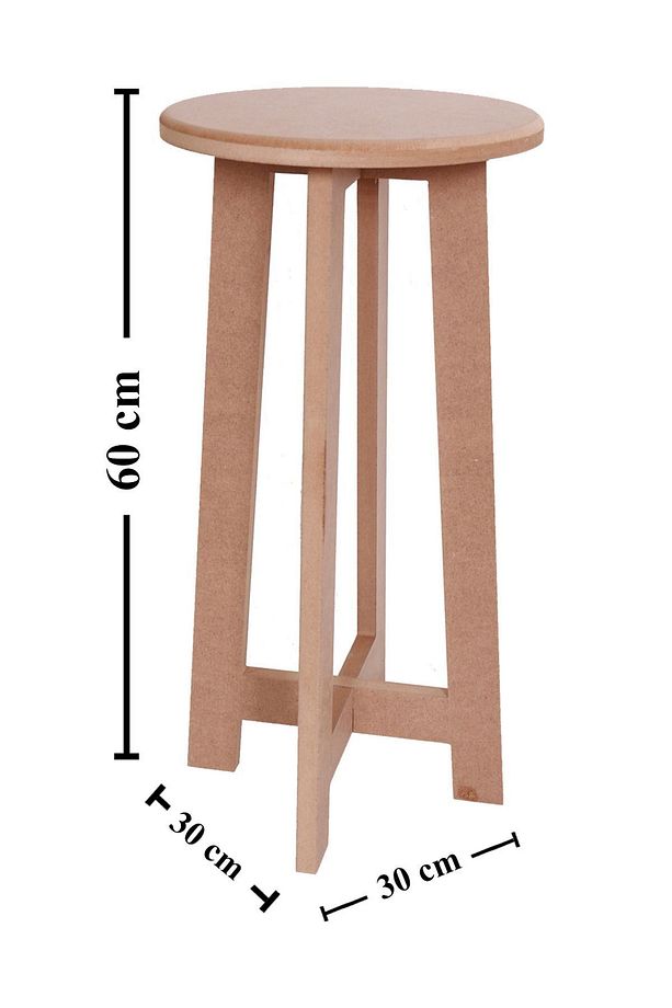 Boyanabilir Ahşap MDF Yuvarlak Demonte Tabure 30x60 xm - 1