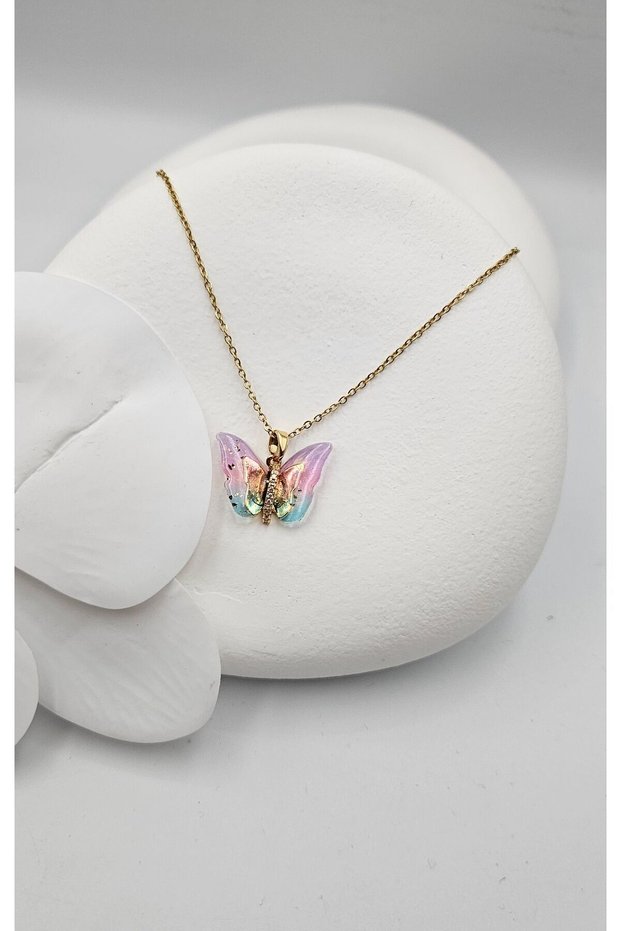 Steel necklace, butterfly necklace, stainless steel, new season.