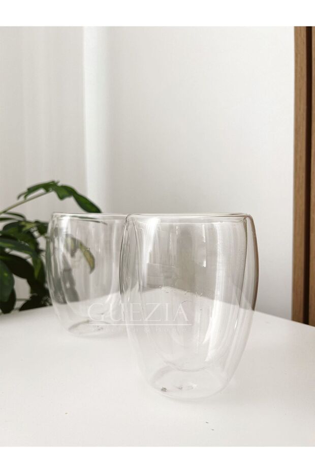 Isıya Dayanıklı Çift Camlı Çift Cidarlı Kulpsuz Cam Kupa | 2 Adet | 300 ml - 6