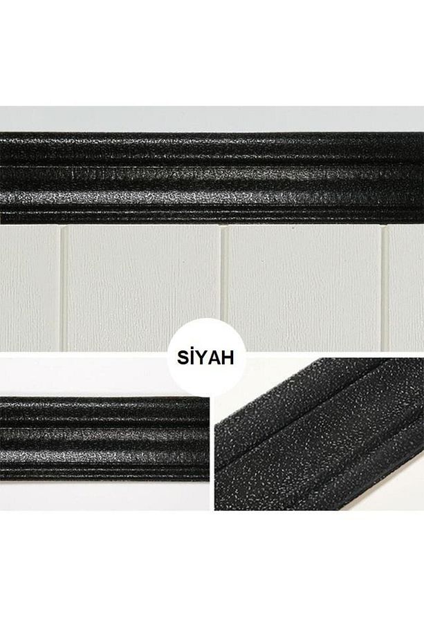 Siyah 4 Adet 225cm Esnek Duvar Çıtası Dekoratif Yapışkanlı Çerçeve Süpürgelik - 5