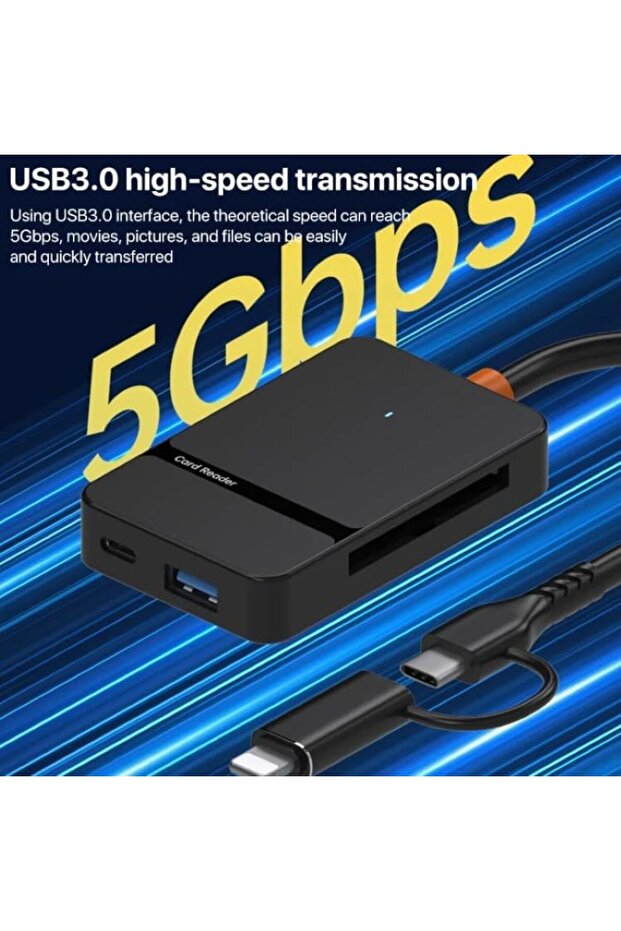 Çoklayıcı Adaptör 8 in 1 Lightning/Type-c To USB A,SD TF MS/Macbook uyumlu Çevirici Adaptör ADS-315 - 4