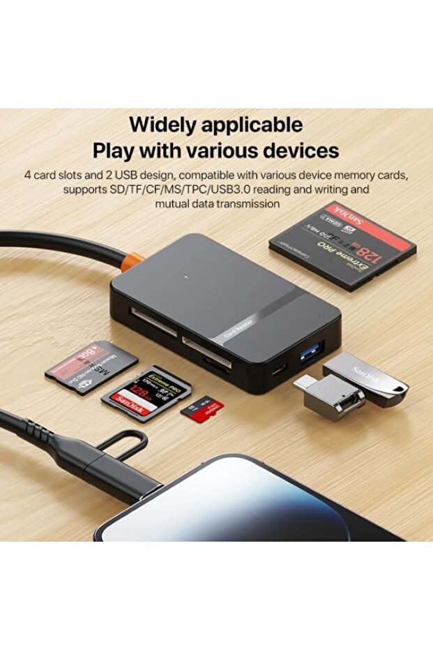 Çoklayıcı Adaptör 8 in 1 Lightning/Type-c To USB A,SD TF MS/Macbook uyumlu Çevirici Adaptör ADS-315 - 6