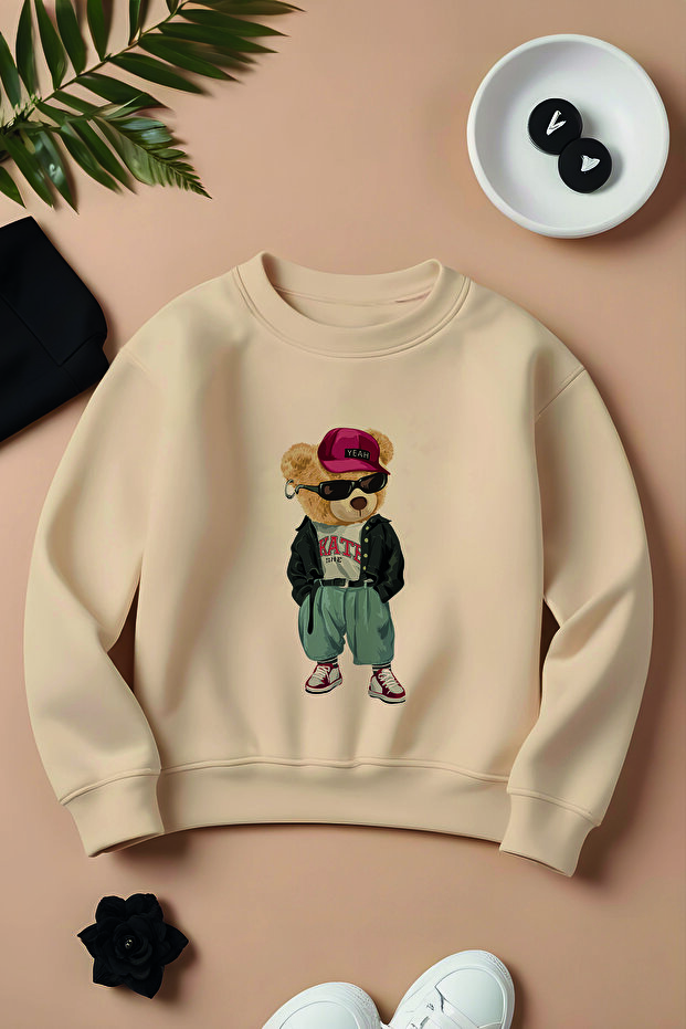 سويت شيرت للأطفال بتصميم خاص مطبوع عليه دمية دب مقاس كبير 11230