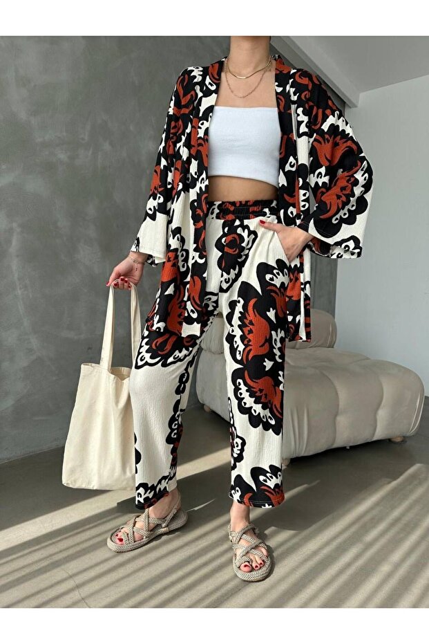 طقم كيمونو مزدوج بنمط مريح - 1