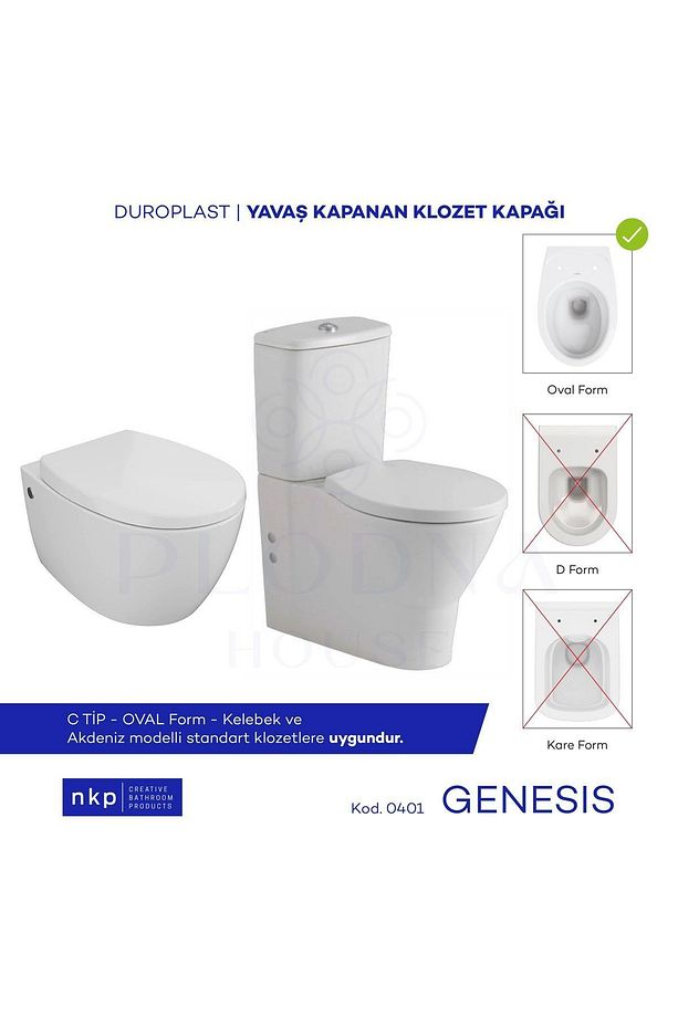 Genesis C Tip Oval Form Duroplast Yavaş Kapanan Klozet Kapağı - 3