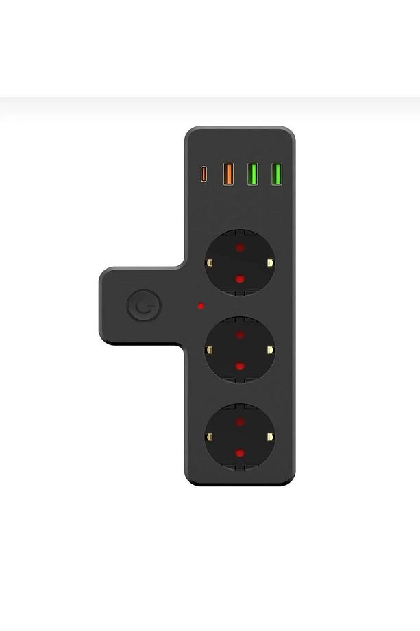 RONVA 3'lü Termal Akım Korumalı Priz 3xUSB 1xType-C 20W PD Giriş - 2