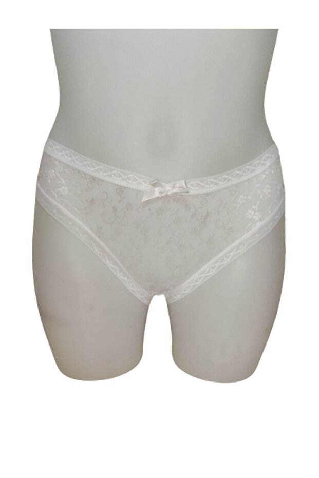 Women's Lace White Slip 6 Pack Cotton Bikini Panties