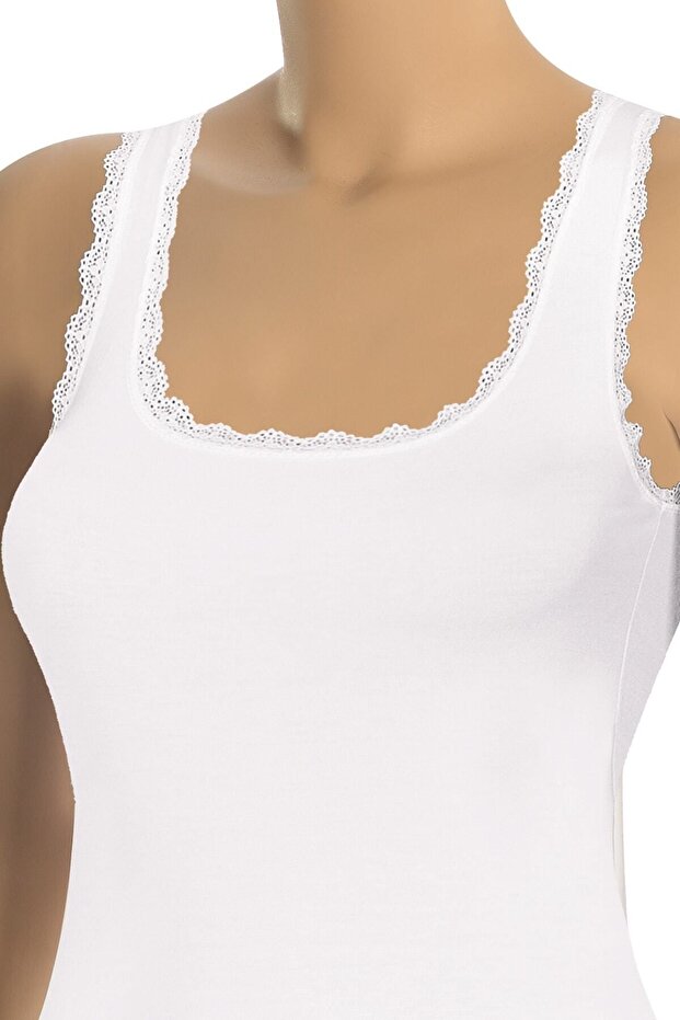 Kadın Atlet Dantelli Kalın Askılı (%90 Viskon - %10 Elastan) - 2