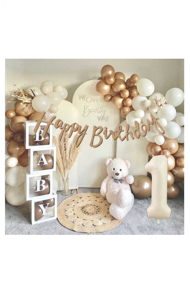Caramel Color Baby Balloon Box - Birthday Set, Party Celebration Fun