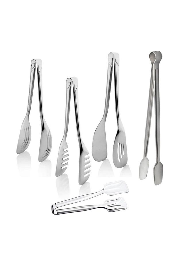 Paslanmaz Çelik Lüx 5'lİ Maşa Servis Seti Pasta, salata, makarna, ızgara, şekerlik  Maşa Servis Seti - 5