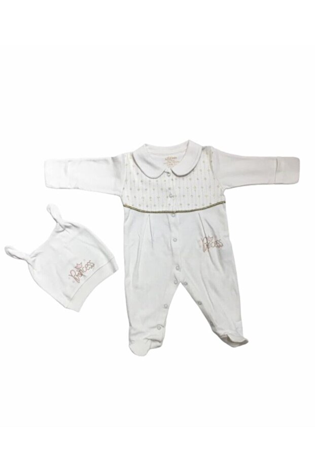 Baby Girl Ecru Glitter Bias Jumpsuit