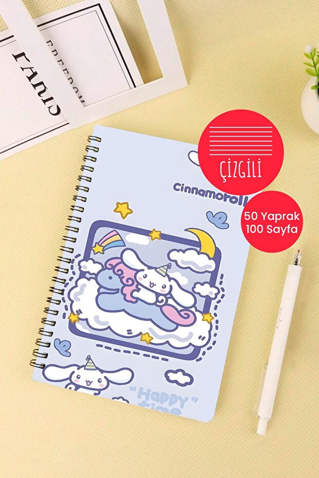 Bt21 Cinnamoroll Designed A5 Spiral School Notebook 50 Sheets 100 Pages - Ruled