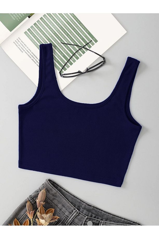 Kadın Askılı Fitilli Basic Pamuklu Crop Atlet - 1