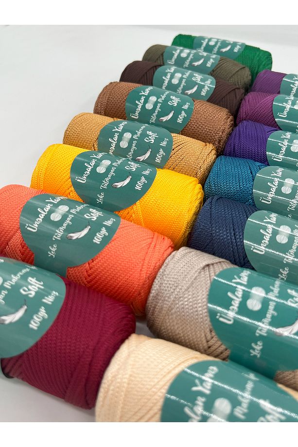 Premium 100gr Polyester Makrome Ipi Ekru 120mt 2mm Polyester Çanta Ipi Supla Ipi Runner Ipi 5'li - 4