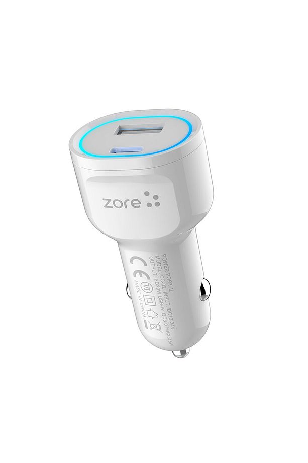 CC-02 Hızlı Şarj Özellikli LED Işıklı QC 3.0 USB-A ve Type-C PD Araç Şarj Başlığı PD 20W - 1