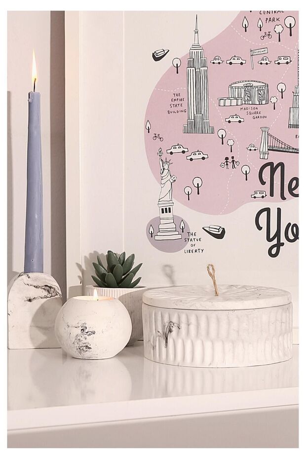 Marble Pattern Decorative Oval Box with Lid - 2