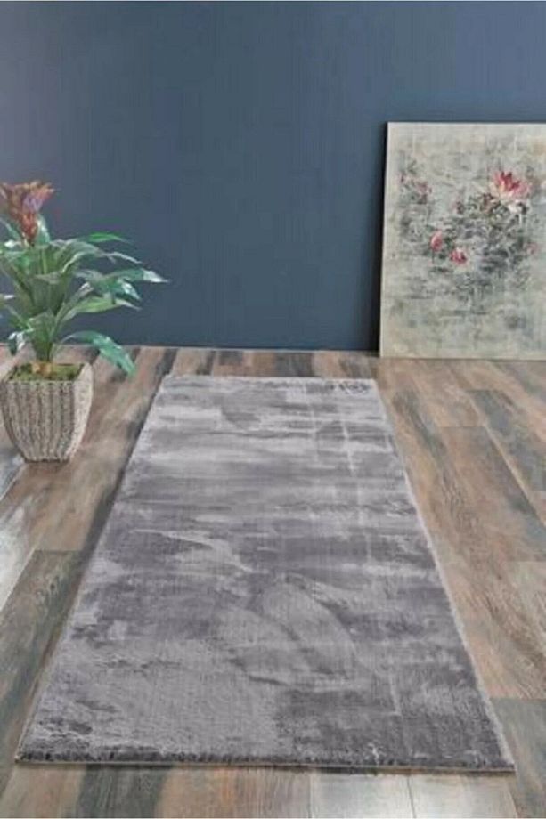 Post Peluş Halı - Gri - Makinede Yıkanabilir - 1