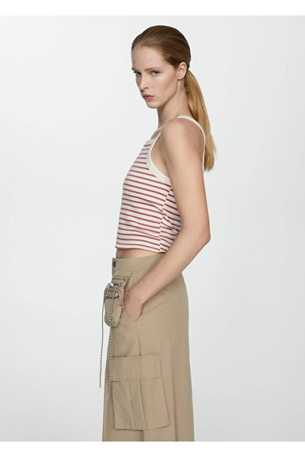 Çizgili triko bluz - 1