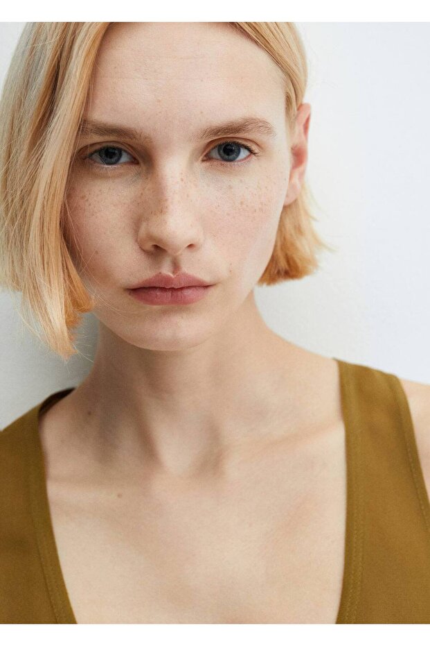 Düğmeli dökümlü bluz - 5