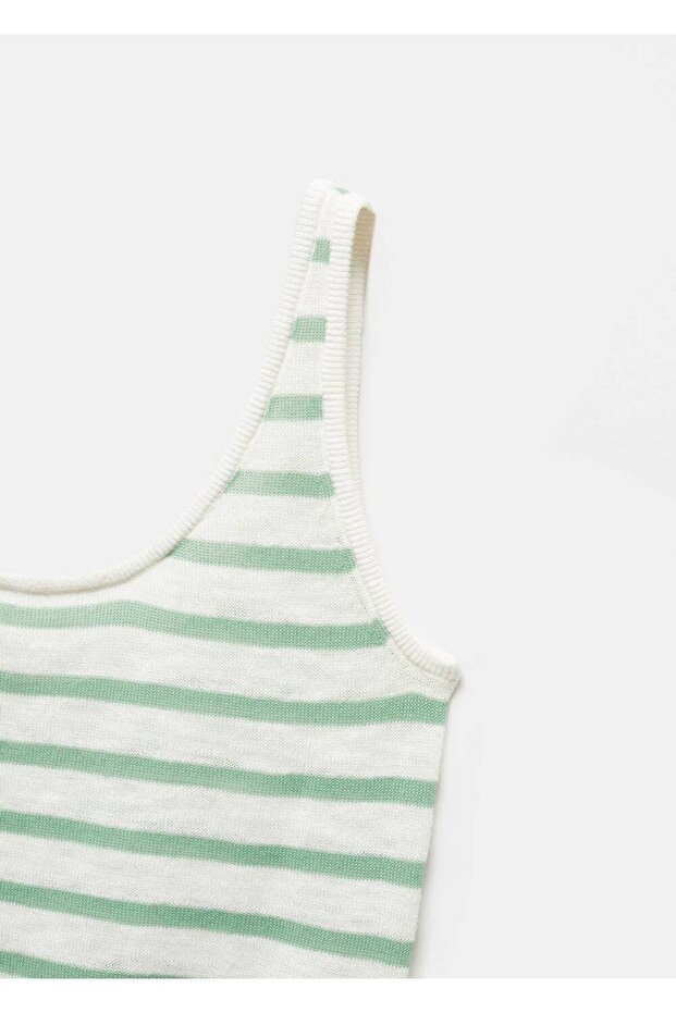 Çizgili Triko Bluz - 6