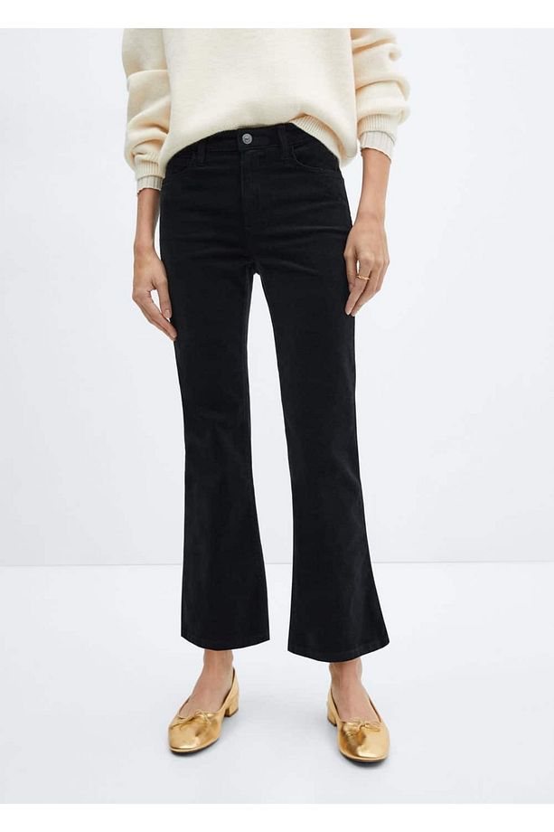 Flare Fitilli Kadife Crop Pantolon - 1
