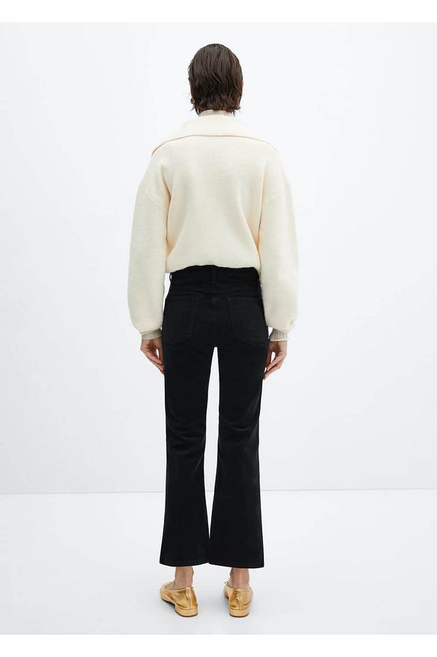 Flare Fitilli Kadife Crop Pantolon - 4
