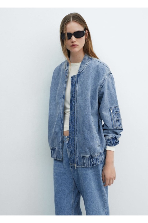 Denim bomber ceket - 1