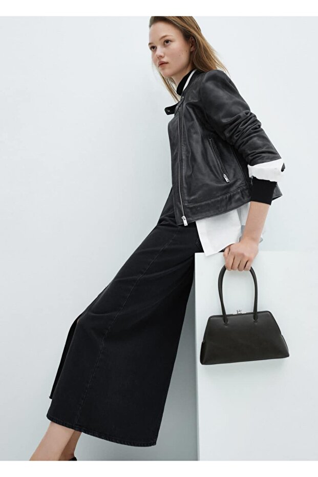 Yırtmaçlı denim etek - 7