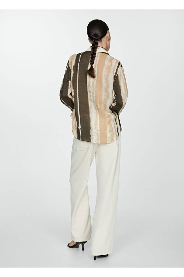 Desenli %100 rami gömlek - 4