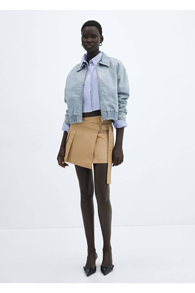 Çizgili crop gömlek - 2