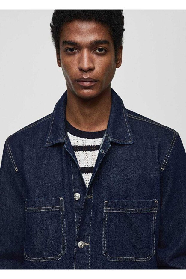 Cepli denim gömlek ceket - 5