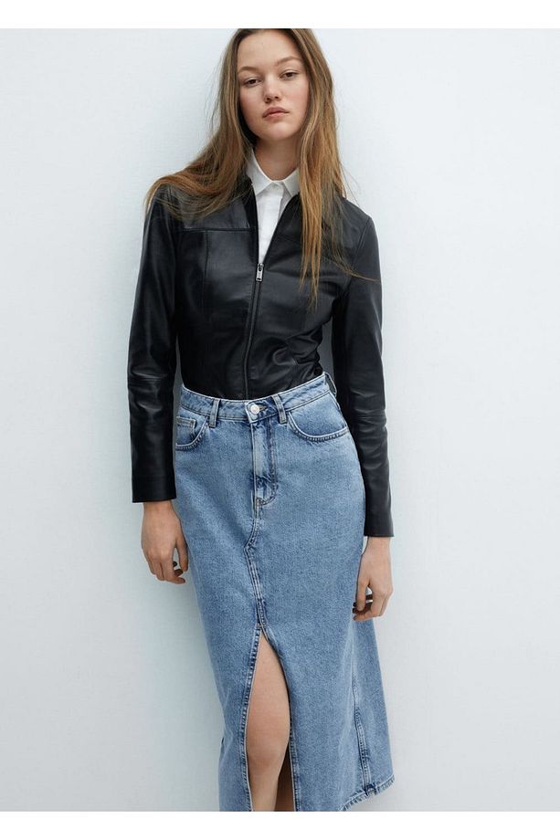 Midi denim etek - 5