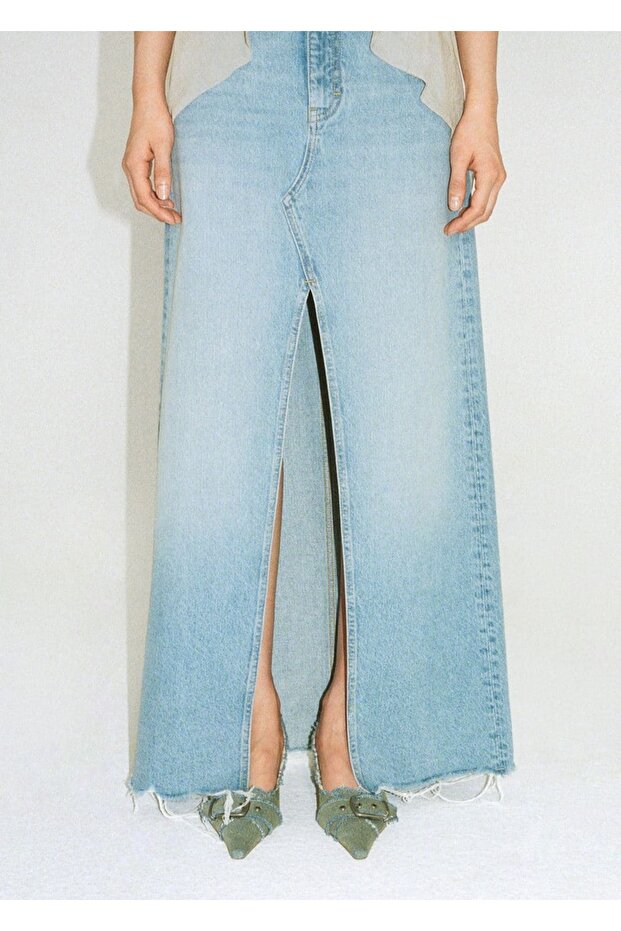 Dikişsiz Denim Etek - 6