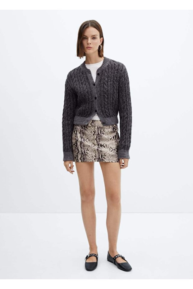 Yılan Derisi Görünümlü Mini Etek - 2