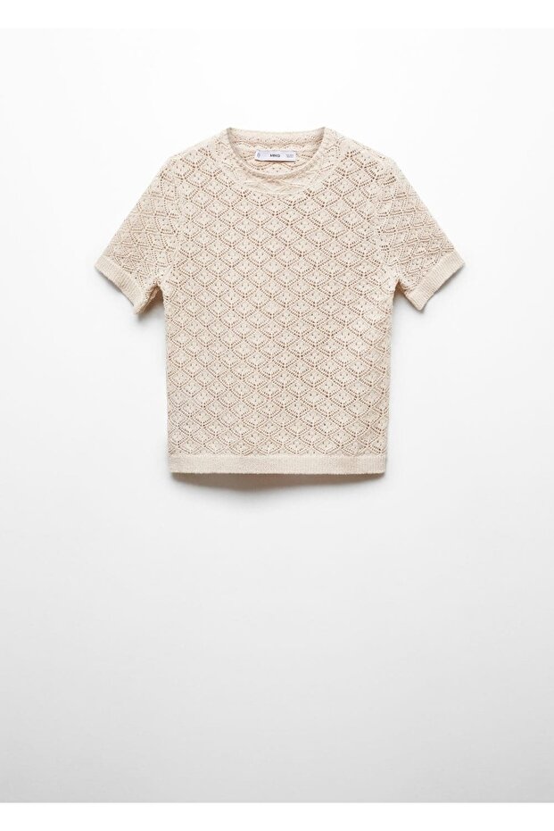 Kurzärmliger perforierter Pullover - 3