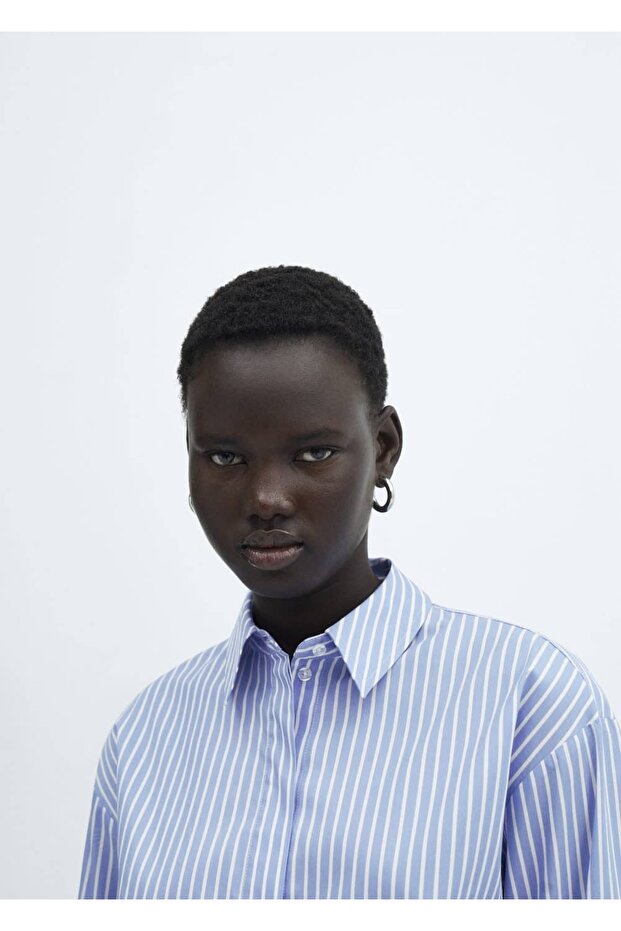 Çizgili crop gömlek - 5