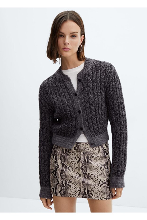 Yılan Derisi Görünümlü Mini Etek - 1