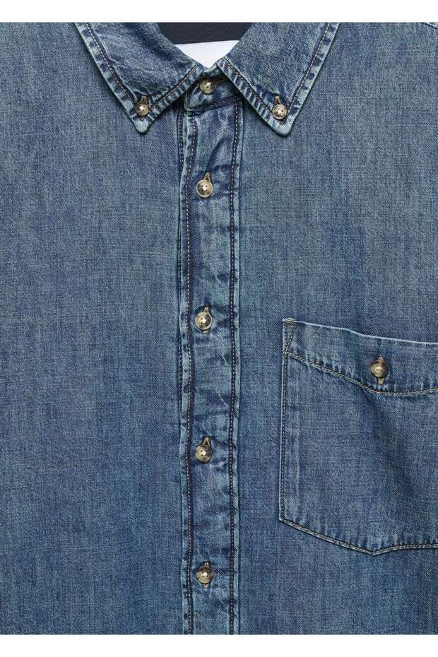 Kapitone Denim Gömlek Ceket - 6