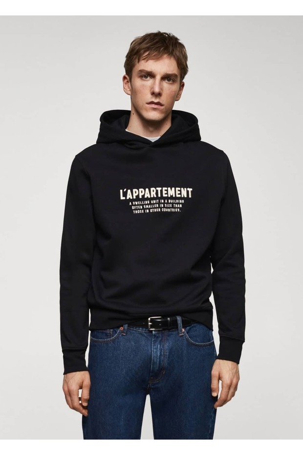İşlemeli kapüşonlu sweatshirt - 1