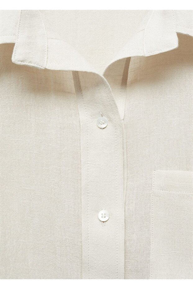 Drape detaylı keten gömlek - 6