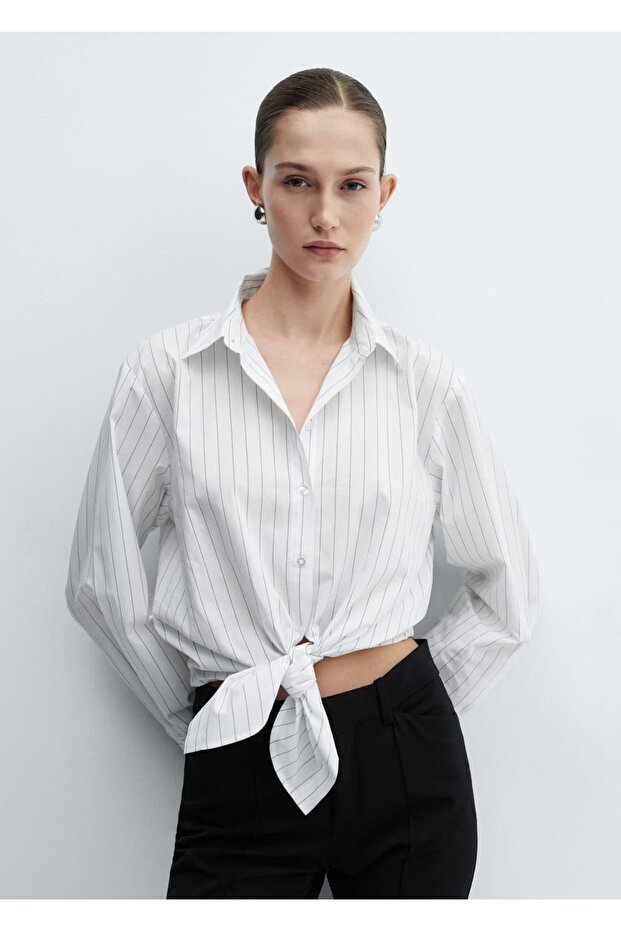 Çizgili düğümlü gömlek - 1