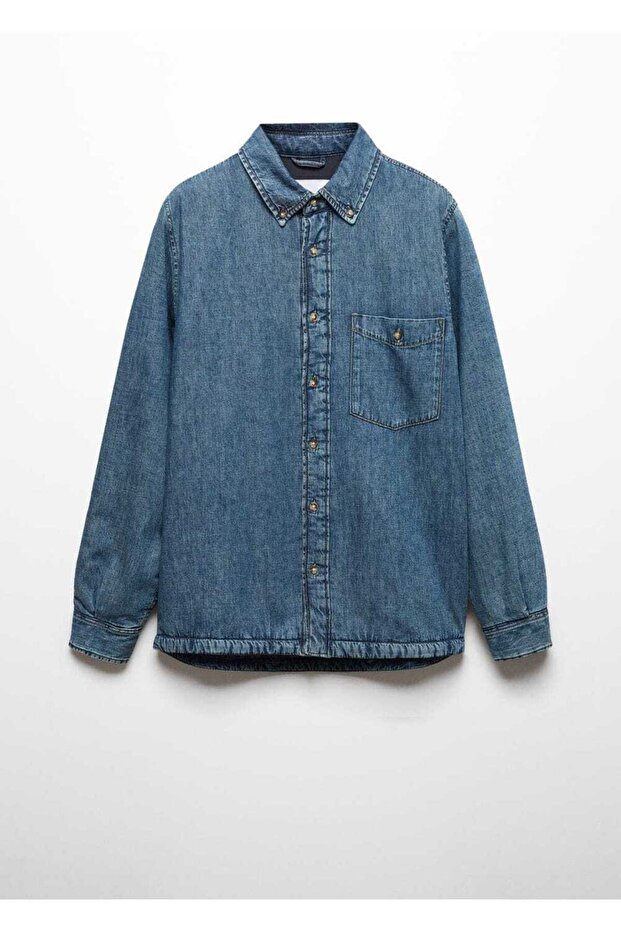 Kapitone Denim Gömlek Ceket - 3