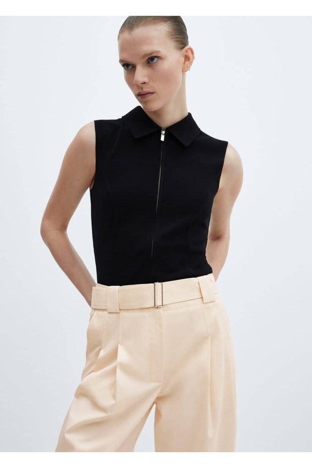 Kemerli pensli pantolon - 5