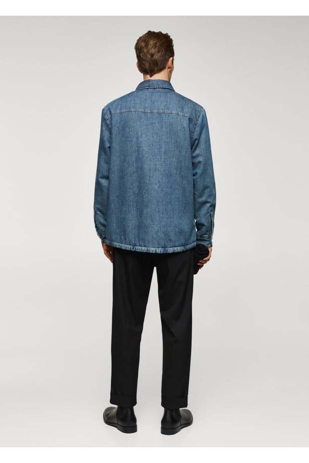 Kapitone Denim Gömlek Ceket - 4